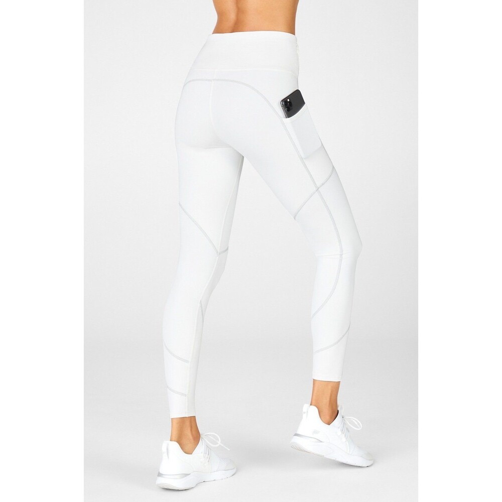 Fabletics Size High Waisted Cold Weather Reflective Pocket Leggings White XS/S